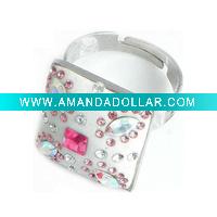 Wholesale fashion zinc alloy finger ring,crystal square ring,costume jewelry rings