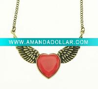 New Style Costume Jewellry Angel Wing Heart Necklace