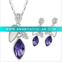Wholesale fashion zinc alloy pageant cubic zirconia wedding necklace earring lace jewelry sets