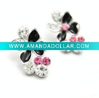 Wholesale fashion flower resin rhinestone alloy Earring
