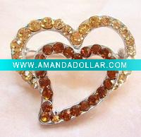 Wholesale heart shape alloy rhinestones costume brooch jewelry