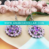 Wholesale 2011 the most popular fashion costume jewelry purple crystal earring