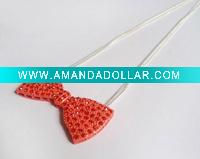 Wholesale costume jewelry fashion rhinestones alloy bow red necklace