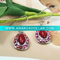 Wholesale 2011 the most popular fashion costume jewelry red crystal earrings