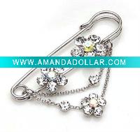 Wholesale rhinestones safety pin costume brooch jewelry