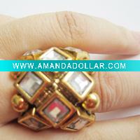 Wholesale fashion new design antique crytal ring ,costume jewelry
