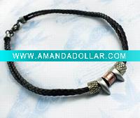 Fashion leather necklace with alloy beads