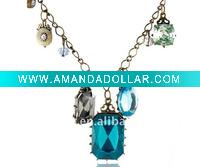 fashion antique crystal charms chunky necklace,latest fashion costume necklace jewelry