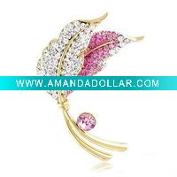 Wholesale 2011 Newest hot fashion leaf brooch,full crystal brooch,fashion costume jewelry