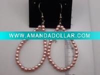Wholesale costume jewelry pink pearl earring