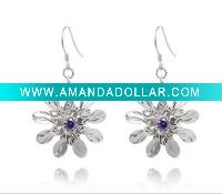 Wholesale Costume silver jewellery flower earrings