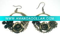 Wholesale vintage rose shape antique brass colour costume fashion earrings