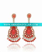 Wholesale Costume Earrings, Gold Tone Art Dec Chandelier Earring
