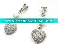 Wholesale hot selling wholesale jewelry/costume jewelry/heart earring/earrings/alloy earring/charm earring/crystal earrings/