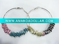 Wholesale Fashion costume rhinestone earring/rhinestone hoop earring/mix color crystal hoop earring/costume rhinestone earring jewelry