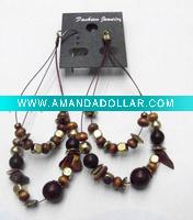 2 strand rosary beads alloy earrings