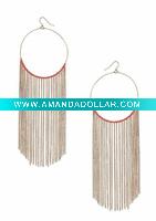 Wholesale Stunning Bead & Chain Tassel Hoop Earrings