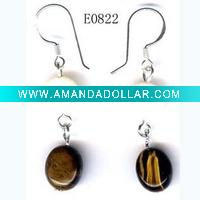 Wholesale tiger eye and shell earrings/fashion jewelry/costume jewelry