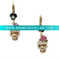 Wholesale New arrival skull&flower costume jewelry fashion design alloy earrings