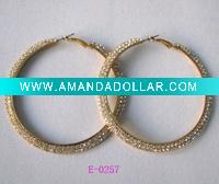 Wholesale 2011 fashion gold costume jewelry pave rhinestone crystal large gold hoop earrings
