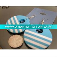 Wholesale Fashion costume jewelry lovely blue white stripe marine earrings