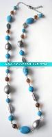 Wholesale 2011 new design fashion costume jewelry long natural turquoise stone bead necklace