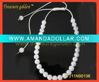 Wholesale Fashion jewelry /White beaded with adjustable rope necklaces