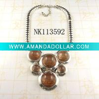 Wholesale Costume jewelry alloy necklace with resin stone
