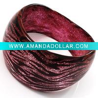 Wholesale Pink Glittering Plastic Animal Print Costume Bangle