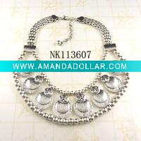 Wholesale Chunky Costume jewelry alloy necklace with resin stone