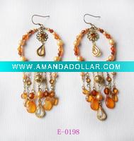 Wholesale 2011 fashion costume jewelry glass bead dangling large hoop earrings