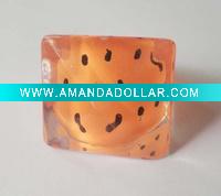 Wholesale fahion plastic acrylic colour printing costume finger ring