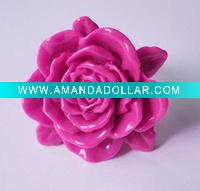 Wholesale fashion flower shape plastic acrylic costume finger ring