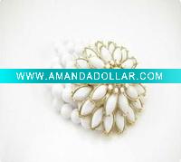 Wholesale Fashion costume jewelry charming flower beaded bracelet(white)