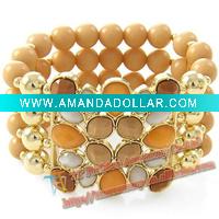 Wholesale fashion luxury acrylic beads bracelet bangle with gemstone ,costume jewelry