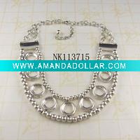 Costume jewelry alloy chunky chain necklace with resin stone