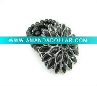 Wholesale Fashion costume jewelry charming flower beaded bracelet(black)