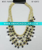 Unique blue handmade pearl necklace