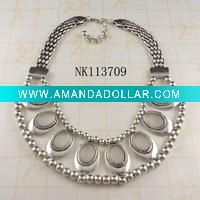 Wholesale Costume jewelry alloy chunky chain necklace with resin stone