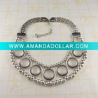 Wholesale Costume jewelry alloy heavy necklace with resin stone
