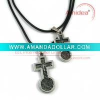 Wholesale Cross necklace costume jewelry, leather cross necklace, mens cross necklace EPN0087