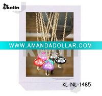 Wholesale latest fashion alloy chain with colored mushroom pendant costume necklace