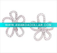 Wholesale Costume jewelry silver earring in stock/cheap silver earrings/summer 2011 fashion flower earrings