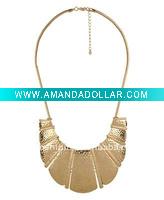 Wholesale fashion jewelry chunky brass bib necklace