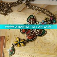 Wholesale Classic loving you butterflies over flowers fashion necklace jewellery, costume fashion jewelry