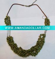 Wholesale 5 strands green beads necklace