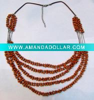 5 strands red beads necklace