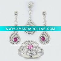 Wholesale New costume jewelry set, 925 silver with cz