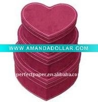 Wholesale Flocking heart-shaped gift box/Jewelry box/paper box/flocking packing box