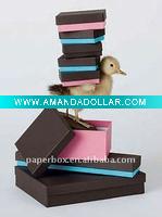 Wholesale Embossed Chocolate Duo Tone Jewelry Boxes with Anti Tarnish Fiber Fill Included
